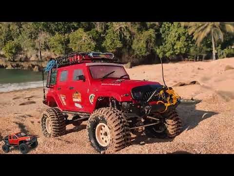 Mud, Power, and Grit: Red RC Car Takes Off-Road to the Extreme,Rc RED Beach 4