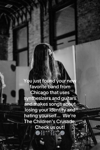 You just found your new favorite band from Chicago that uses synthesizers and guitars and makes songs about losing your identity and hating yourself... We're The Children's Crusade. Check us out! ⚙️⛓️🖤⛓️🖤⚙️ #smallartist #rockband #chicago #goth #diy Photos by @JohnNickSanchez