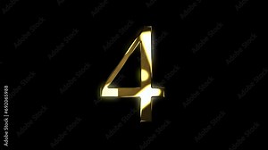 4 gold number animated gold number looping number text 3d 4k