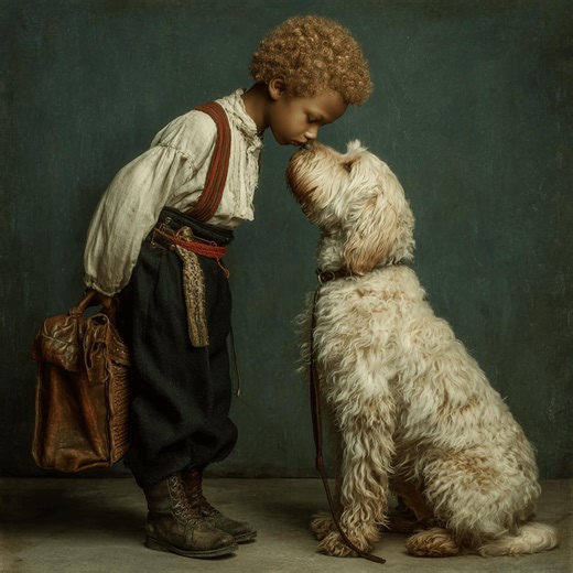 21 Vintage Style Child and Dog Portraits With Tender Moments Painterly Art - Etsy