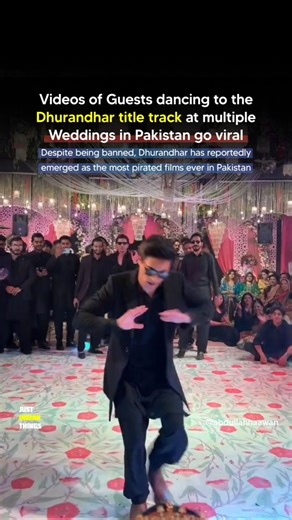 Just Indian Things on Instagram: "Wedding celebrations in Karachi and Lahore have gone viral after guests were seen dancing enthusiastically to the title track of Dhurandhar, surprising many users across social media platforms. Videos from these Pakistani weddings show high-energy, coordinated performances, quickly gaining traction online for their unexpected song choice and festive atmosphere. The moment has also reignited discussion around cross-border cultural exchange. Despite political tens