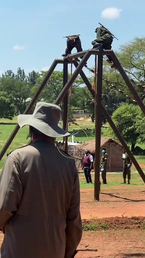 UPDF commandos show case their skills before their Commander in Chief, President Museveni at Kaweweta Basic Military School, a Uganda People's Defence Forces (UPDF) training facility, during a historic pass-out ceremony. #Museveni