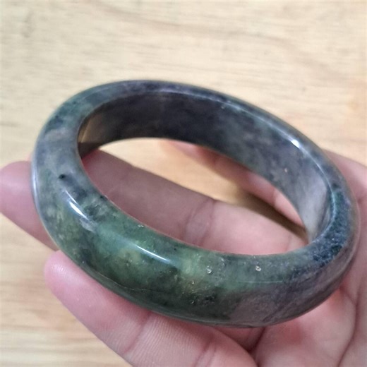 Genuine Type A Burma Jade Bangle, Natural Green & Grey Flowering Jadeite, Protective Stone Bracelet, 62mm Large Size BG10 - Etsy