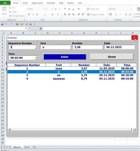 Creating your own database program in Excel VBA using basic components