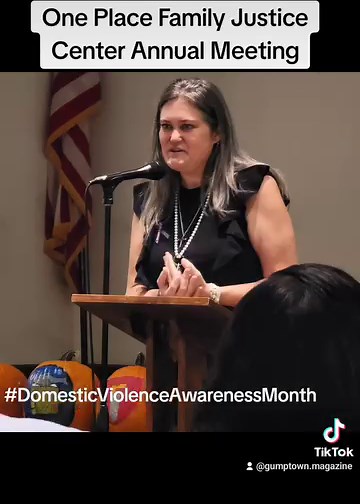 Dr. Robin Gethers at One Place Family Justice Center Annual Meeting during #Domesticviolenceawarenessmonth #community #justice #family One Place Family Justice Center | Gumptown Magazine