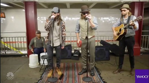 63K views · 184 reactions | Adam Levine joined Jimmy Fallon for a surprise subway performance on The Tonight Show Starring Jimmy Fallon. | Yahoo Entertainment | Facebook