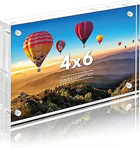 Americanflat 4x6 Acrylic Picture Frame - Double Sided Frames with Magnetic Corners - Transparent Acrylic Frames for Desk or Tabletop Display - 4x6 Picture Frame with Microfiber Cloth Included