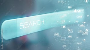 High-tech user interface with a focus on search functionality