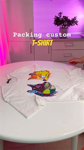 Packing a hand-painted T-shirt | Custom clothing order #art