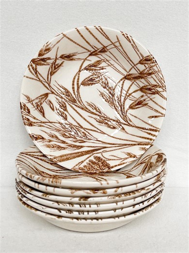 Vintage English Ironstone Bowls (set of 7), Brown Wheat Pattern - Etsy UK