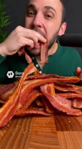 #ASMR 😋 EATING BACON 🥓 Satisfying Sounds ✨ #eatingsounds #foodasmr #oddlysatisfying #ai #sora
