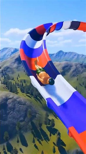 HIGHEST Water Slide Ever 🥶🌊💦 #waterfall #swimming #animation #anime #funny #cartoon #shorts #kids