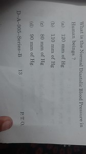 What is the Normal Diastolic Blood Pressure in Human beings ? (... | Filo