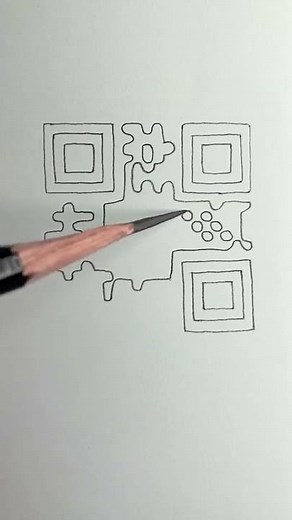 easy drawing QR code with pencil #short