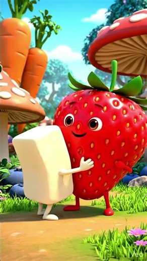 🍓 Tofu vs Giant Strawberry & Rolling Blueberry! 🌟 Who will win? 😱 #shorts #cartoon #ytshorts #viral