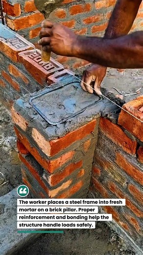 Steel Reinforcement Helps Strengthen Brick Pillars #Construction #Masonry #Engineering