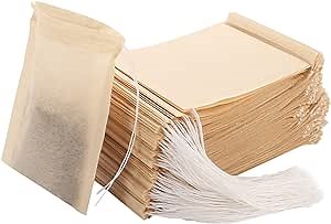 Empty Tea Bags - 300 Pcs Disposable Drawstring Unbleached Filter Bags for Loose Leaf Tea and Coffee (3.54 x 2.75 inch)