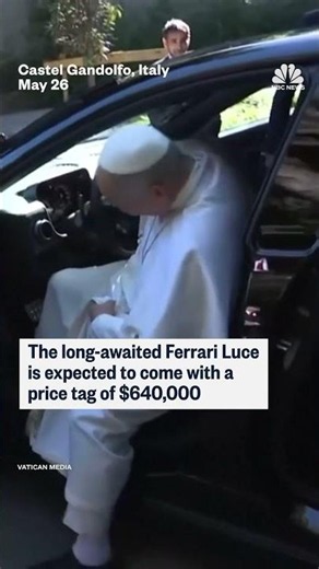 Pope Leo gets behind the wheel of Ferrari's first fully electric car