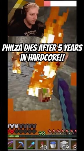 Philza DIES After 5 Years in Hardcore Minecraft #shorts