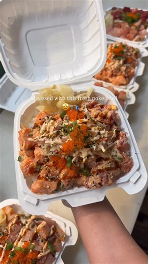 Hawaii Fresh Poke Bowls on Instagram: "🤩 The Spicy King Salmon and Volcano Ahi poke bowl🔥 the perfect mix of freshness, high quality fish, and spice🌶️ topped with crab salad Send this to someone that loves King Salmon and Ahi🧡 If you don’t like spicy, we recommend non-spicy fresh poke options with Shoyu Ahi and Tobikko King Salmon✨ Save this for your next poke bowl🎣 Poke is made-to-order, we mix it after you order🙌🏼 (808)840-7155📞 Call ahead for large orders or take out 📍145 N King St u