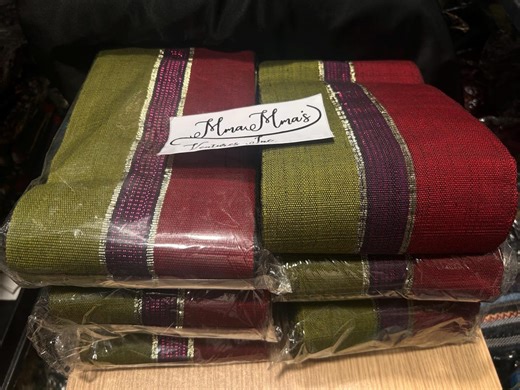 Handmade Aso Oke Fabric Bundle: Nigerian Olive Green Woven Strips With Metallic Accents - Etsy