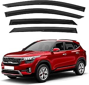 HAFIDI® Window Visor Fit for Kia Seltos 2020-2024 Outside All Weather Durable Window Rain Guards, Window Deflectors, Vent Window Visors, 4 Pieces Set Accessories - Black