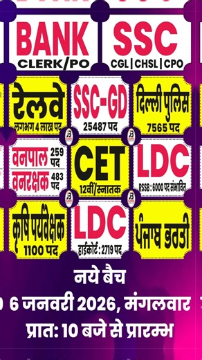 JB Classes on Instagram: "🎯 नया साल, नए सपने… और उन्हें पूरा करने का सही मौका! हर साल की तरह इस साल भी *JB CLASSES* लेकर आया है 👉 साल का पहला MEGA OFFER BATCH 🚀 📚 Banking | SSC | Railway | GD | Punjab | Rajasthan CET 👨‍🎓 12वीं पास या Graduation कर रहे छात्रों के लिए सुनहरा अवसर ✅ अनुभवी Faculty ✅ Updated Study Material ✅ Online + Offline Test Series ✅ Computer Lab & Library ✅ Digital Classroom + Mobile App 📅 नए बैच शुरू: 6 जनवरी से 📍 JB Classes, श्रीगंगानगर 📞 आज ही संपर्क करें: 83-85-87