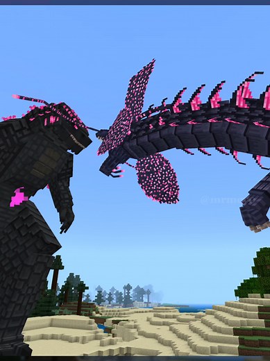 Godzilla vs Tiamat Battle in Minecraft
