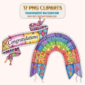 Congratulations Banners PNG Clipart Set Transparent Background 300 DPI