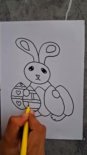 Easy Easter Bunny & Eggs Drawing 🐰🥚 | Quick Step-by-Step 🎨 #bunny #shorts #drawing