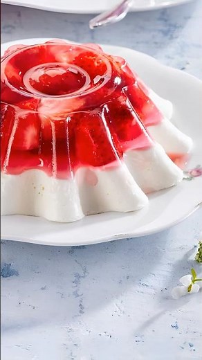 Strawberry Aspic with Almond Cream ⭐ #Strawberry #Aspic #AlmondCream