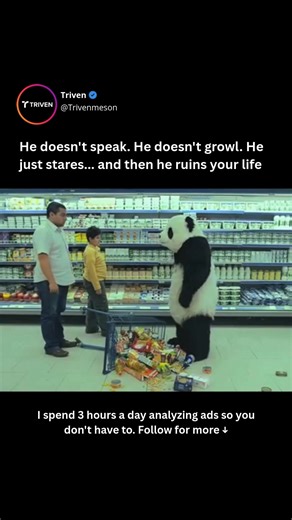 Triven Meson ™ | AI For Business on Instagram: "This commercial proved that you don't need a Super Bowl budget to become a global meme. You just need a guy in a panda suit and some Buddy Holly music. I found the Panda Cheese "Never Say No to Panda" campaign from Egypt (2010). The premise is simple and terrifying: In a series of short skits, a person is offered Panda Cheese. They politely decline ("No thanks, I'm not hungry"). Suddenly, a giant, sad-looking panda appears in the room. The romantic
