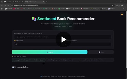 AI Book Recommender Engine with Sentiment Analysis | Mayank Kumar posted on the topic | LinkedIn