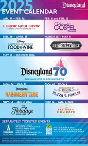 Disneyland Resort 2025 Seasonal Event Calendar