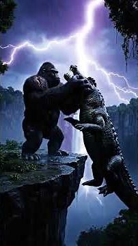King Kong vs Giant Crocodile at the Thunder Waterfall