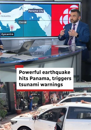 A powerful 7.7 magnitude earthquake hit near the southern tip of Panama Friday morning, triggering tsunami warnings along the coastline from Mexico to Peru. Tremors were felt over 200 kilometres away in Panama City, according to residents. #CBCNews #Tsunami #Earthquake #Panama