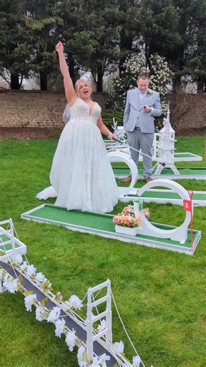 Your wedding becomes everyone’s favourite wedding ever ⛳💍 Our luxury wedding mini golf keeps guests entertained, creates unreal photo moments and brings something totally different to your big day. 📍 Nottingham & Midlands ⭐ 5-star rated 💎 Designed for elegant weddings #WeddingEntertainmentUK #LuxuryWeddingIdeas #UniqueWeddingUK #WeddingTokUK #EngagedCoupleUK