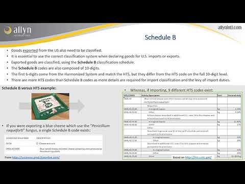 Introduction to customs classification - part 4 - Schedule B - US Export goods classification