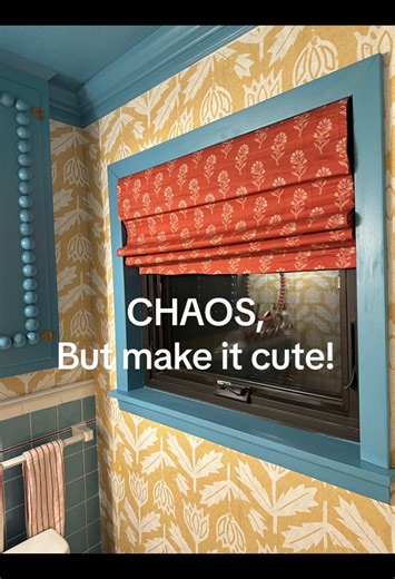 Bold bathroom design with a custom Roman shade Mixing patterns, color, and texture to create a space that feels fun—not safe. This is your reminder that good design doesn’t ask permission. ✔️ Pattern mixing ideas ✔️ FunHaus design ✔️ Window treatment ✔️ Roman shade inspiration ✔️ Colorful home decor ✔️ Maximalist bathroom ✔️ Vintage-inspired design