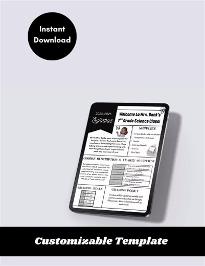 Editable Class Syllabus Template: Back to School Handout (PDF With Canva Link) - Etsy