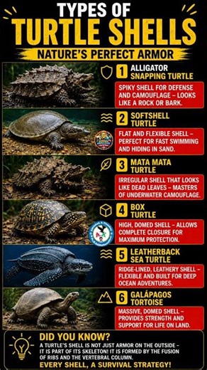 6 Turtle Shell Types You Should Know 🐢 #didyouknow #animalfacts #earth #worldseaturtleday #turtle