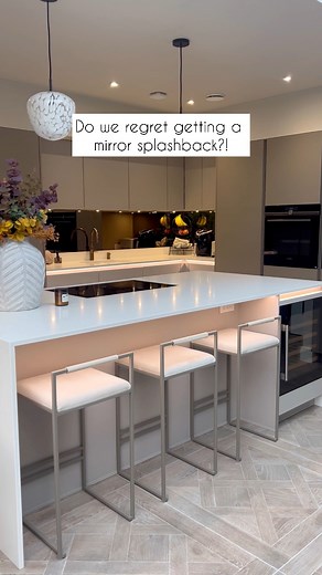Do we regret getting a mirror splashback?! Absolutely not!! I love how it helps to bounce the light around into the corner of the kitchen. I love the bronze look and how it goes with the colour of the kitchen. It’s surprisingly easy to keep clean and gives the kitchen a modern look! I’m not actually sure where ours is from sorry, but it’s just a plain bronze mirror!My barstools are from @by_crea and you can use ALLTHINGS10 to save 10% off ❤️ Aff #kitchendesign #kitchendecor #kitcheninspiration |