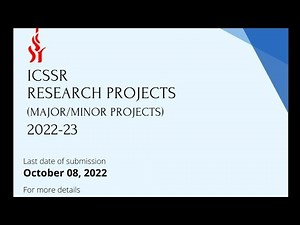 ICSSR MINOR/MAJOR PROJECT FOR ALL SOCIAL SCIENCE STUDENTS.Grab the change.