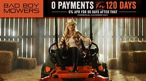 Bad Boy wants to keep your mow-momentum going. Commercial Customers get 0 payments-120 days, plus 0% APR-90 days. Ends 7/31. | Bad Boy Mowers