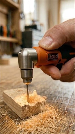 Mini Right Angle Drill 🔥 Real Wood Drilling in Macro! #shorts