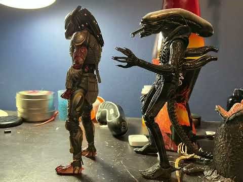 Fugative predator VS Alien my first stop motion please watch I worked hard on it