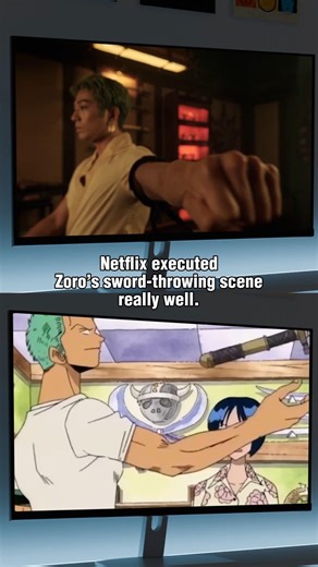 Netflix executed Zoro’s sword-throwing scene really well. #onepiece