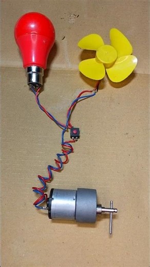 Powering a LED Lights and DC Fan Motor With a Gear Motor #dcmotor #tech #shorts #youtubeshorts