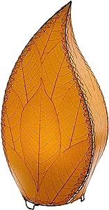 Eangee Home Design Outdoor Indoor Leaflet Table Lamp Orange Shade Made of Real Cocoa Leaves 12 Inches Length x 6 Inches Width x 24 Inches Height (ol695 o)