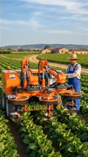 Advanced Farming Machine Harvesting Lettuce in Modern Agriculture